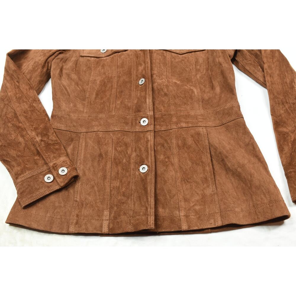 Vintage Eddie Bauer Seattle Suede Jacket Womens Small Brown Long Sleeve ButtonUp - Picture 4 of 12